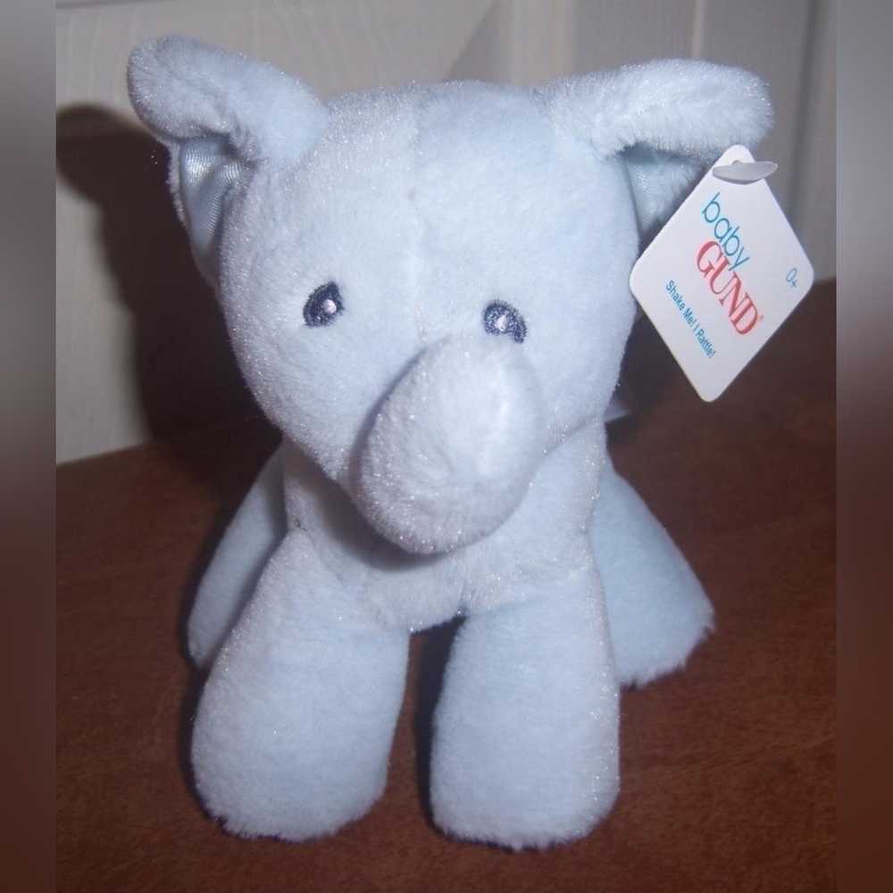 NEW Blue GUND Bubbles The Elephant Rattle
